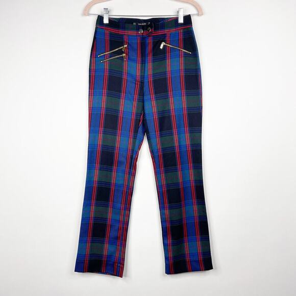 Zara Pants - 2/$30 ZARA Plaid Full Length Dress Pants XS Blue Black Red Zip Pockets #7274